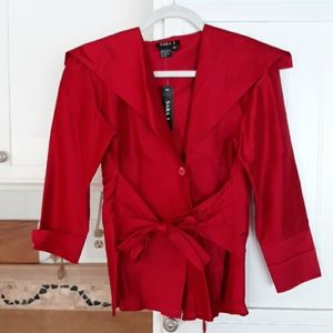Red taffeta silk blouse